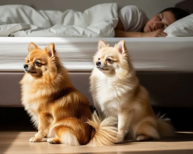 Pomerania cuidando