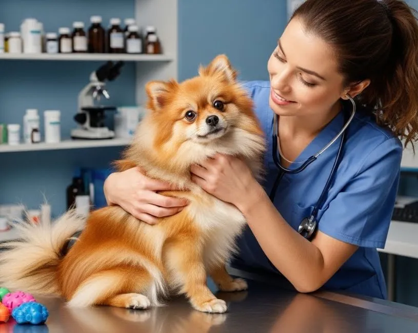 Pomerania y su veterinario