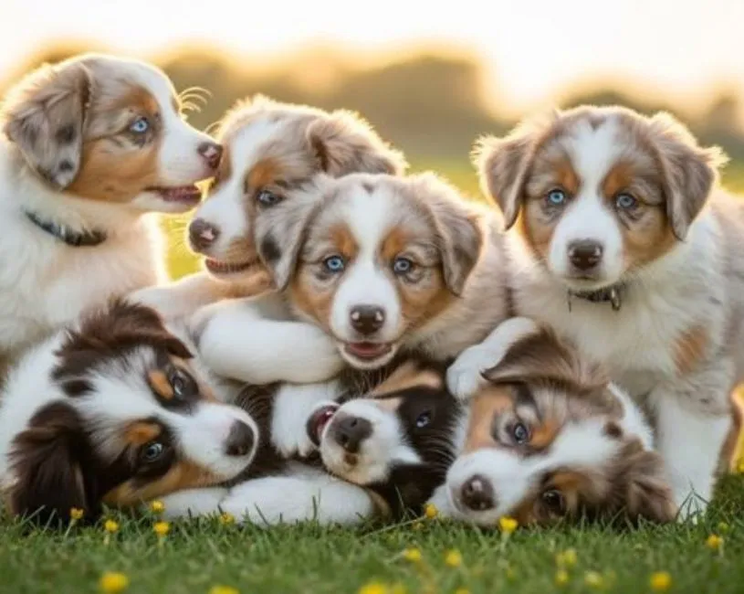 (38) Todo sobre el Pastor Australiano: un compañero majestuoso y leal 8 cachorros del Pastor Australiano
