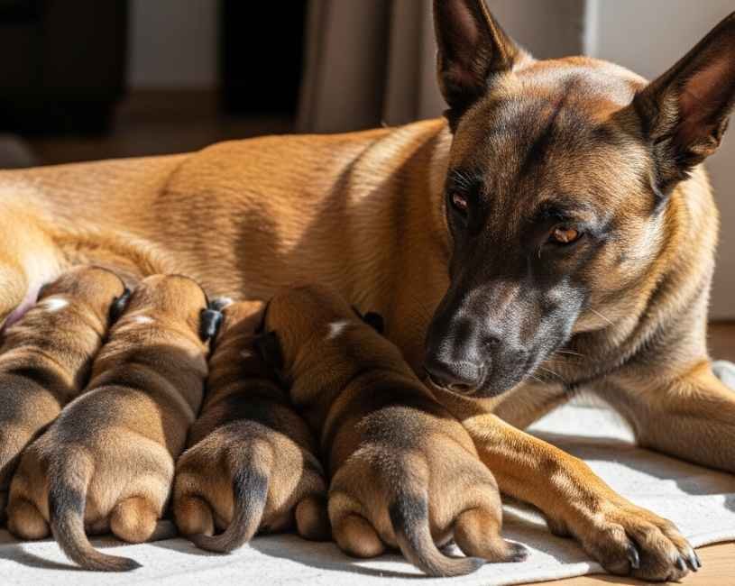 cuidados del perro belga malinois durante la lactancia