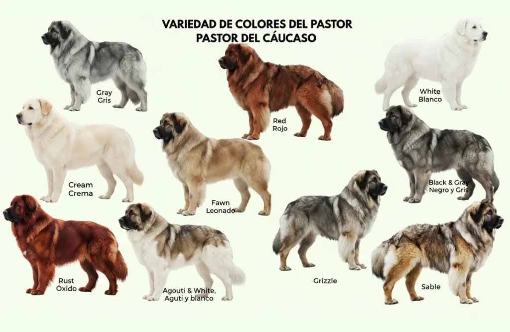 colores del El Pastor del Cáucaso
