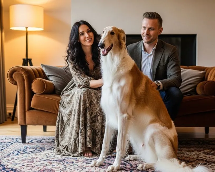 Perro Borzoi Ruso en familia