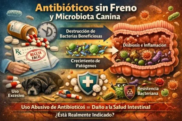 Disbiosis intestinal y antibióticos sin frenos en perros