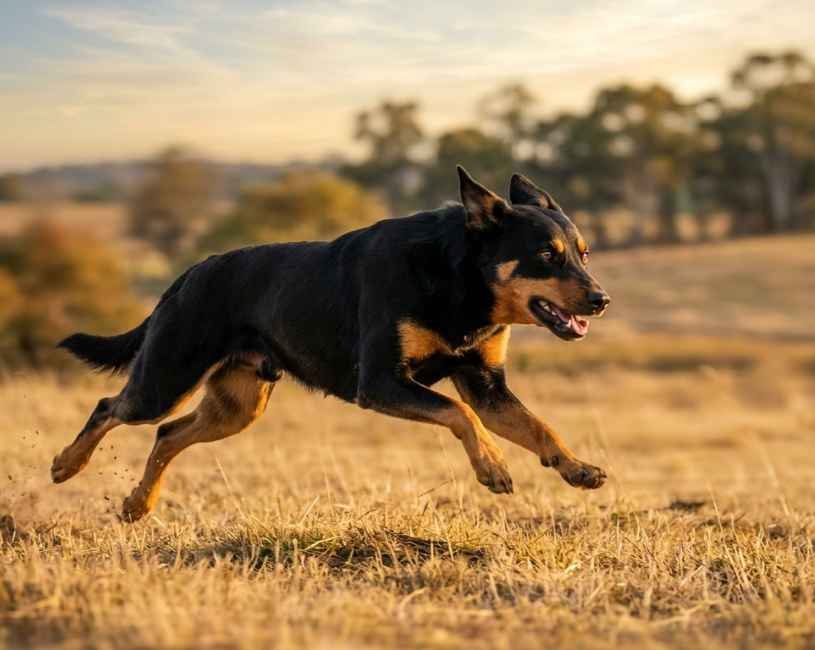 El Kelpie Australiano corriendo