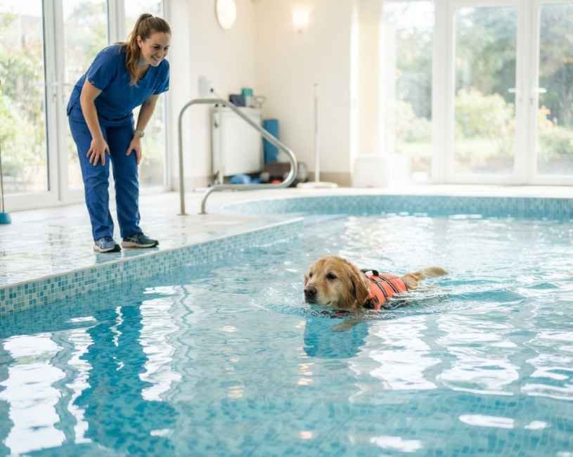 (73)Terapias acuáticas: hidroterapia para rehabilitación en perros 4 Terapias acuáticas en perro