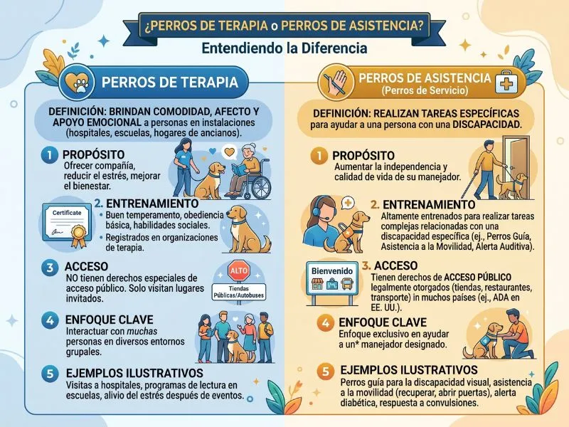 (02) Genial ¿Perros de Terapia Asistida o Perros de Asistencia? 4 Infografía: Diferencias entre Perros de Asistencia y Perros de Terapia