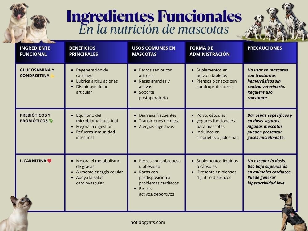 Alimentos funcionales y súper-ingredientes: Refuerza la salud de tu mascota desde su plato 3 ingredientes funcionales y las mascotas