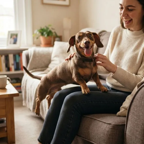 Raza Dachshund (1) la compañía con un perro de la raza Dachshund