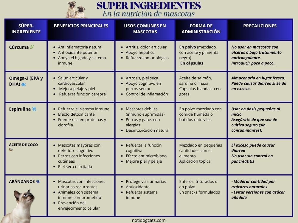 Alimentos funcionales y súper-ingredientes: Refuerza la salud de tu mascota desde su plato 4 Super ingredientes en los alimentos funcionales