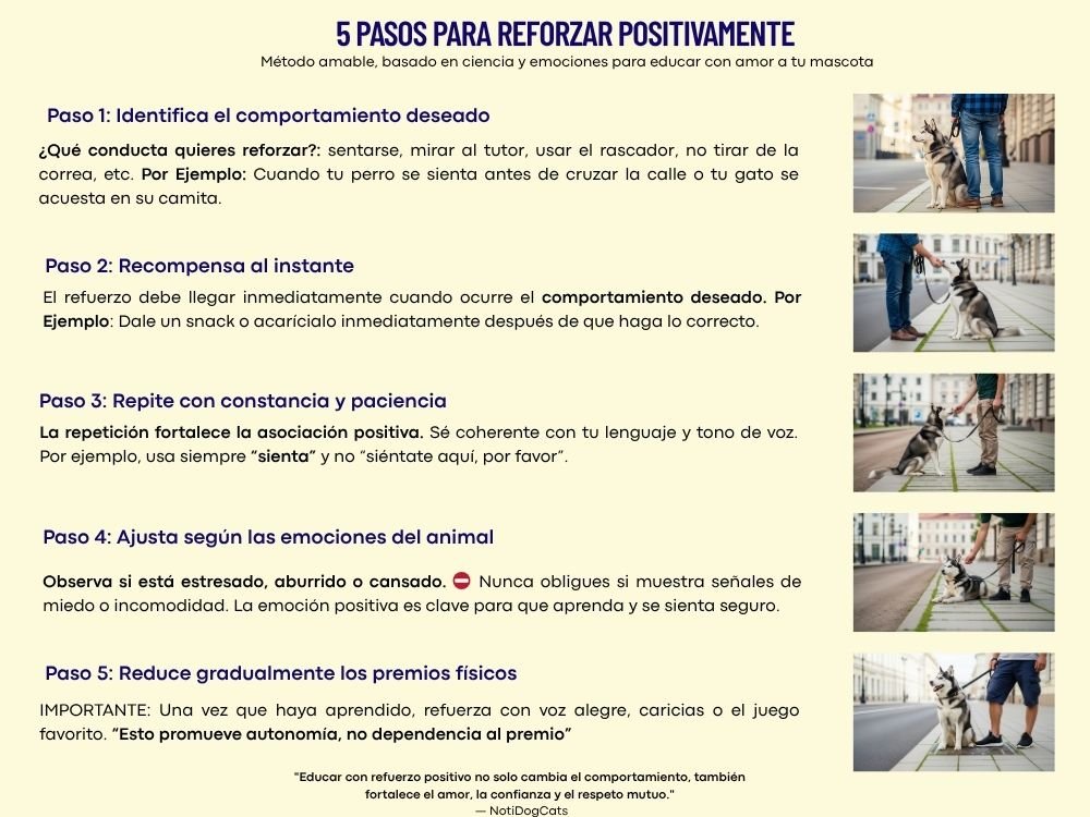 los 5 pasos para realizar el
refuerzo positivo en animales