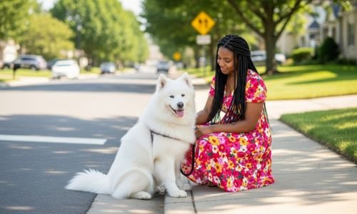 perro educado con un refuerzo positivo cariño de la dueña
