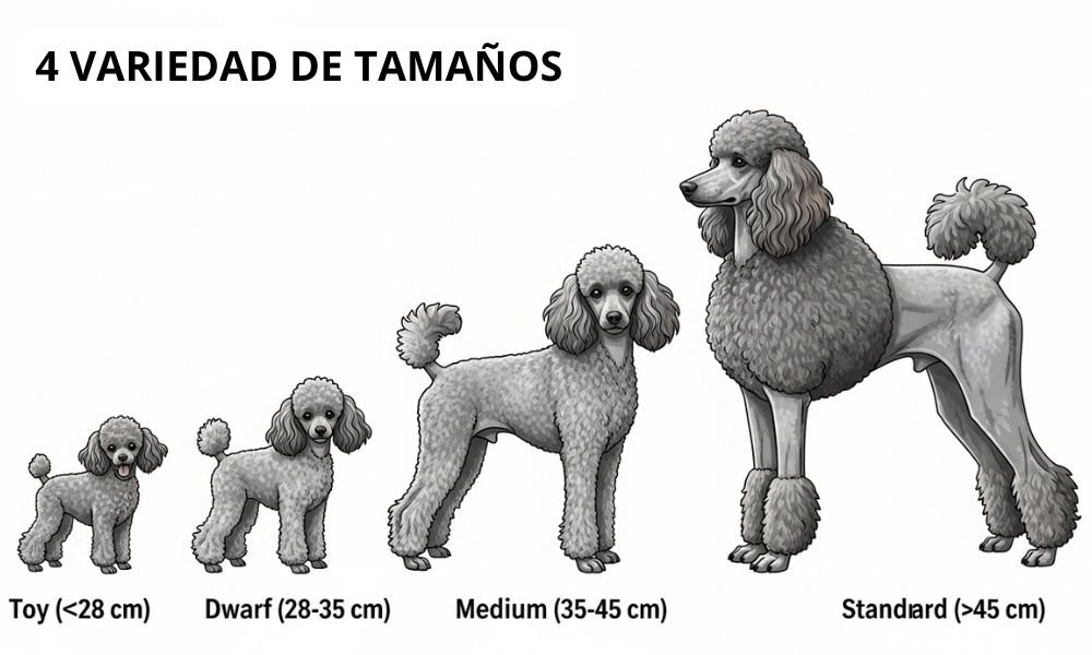 (10) El Poodle (caniche). Todo Sobre Esta raza versátil e inteligente 3 Poodle (Caniche) tamaños