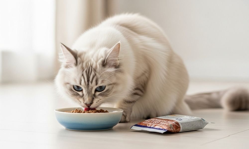 (11) Gato siberiano - Hermoso Felino de los Bosques Rusos 5 GATO SIBERIANO COMIENDO PIENSO