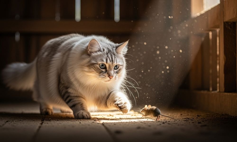 (11) Gato siberiano - Hermoso Felino de los Bosques Rusos 2 gato siberiano cazando ratones