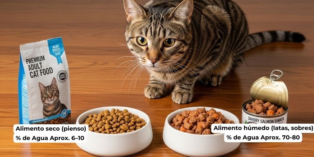 la alimentación y la hidratación en los gatos