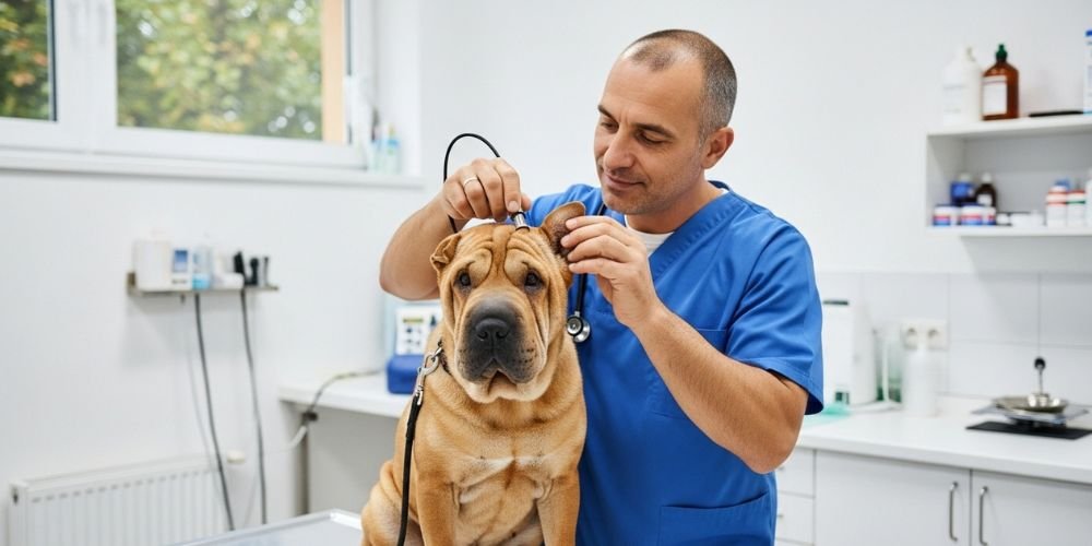 visita al medico de la Raza Chinese Shar Pei