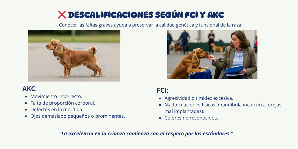 Cocker Spaniel Inglés descalificaciones segun el club canino