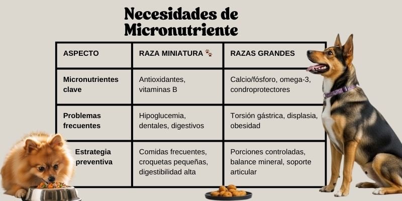 Nutrición por raza y tamaño