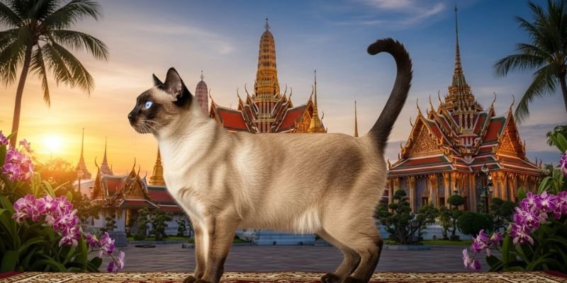 el elegante gato Siamés Thai tradicional 