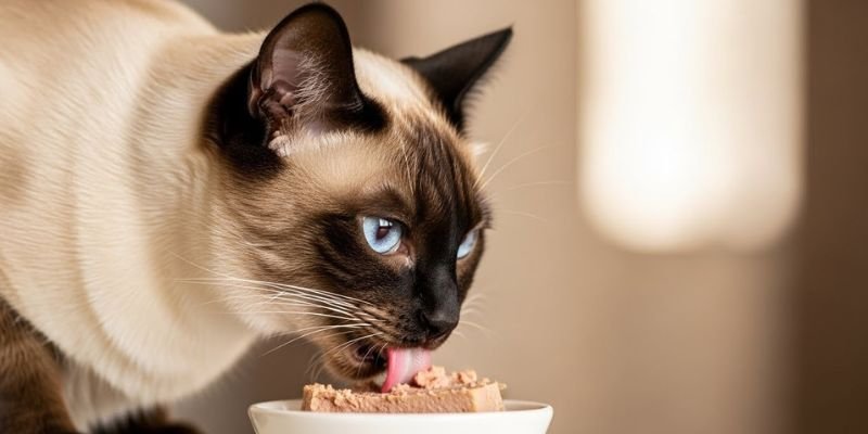 alimentación del gato Siamés Thai tradicional 