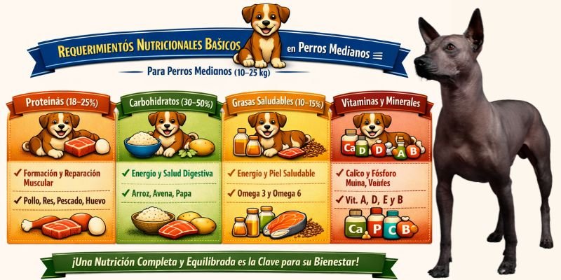  Alimentación en perros medianos y sus requerimientos nutricionales básico