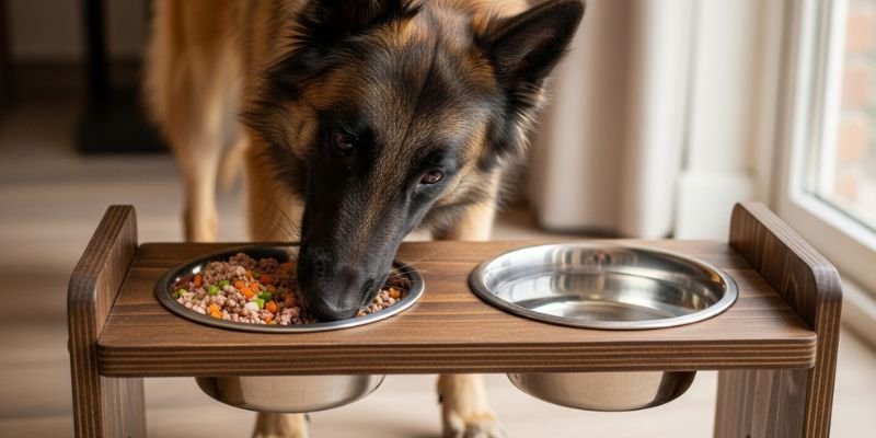 Pastor Belga Tervueren comiendo