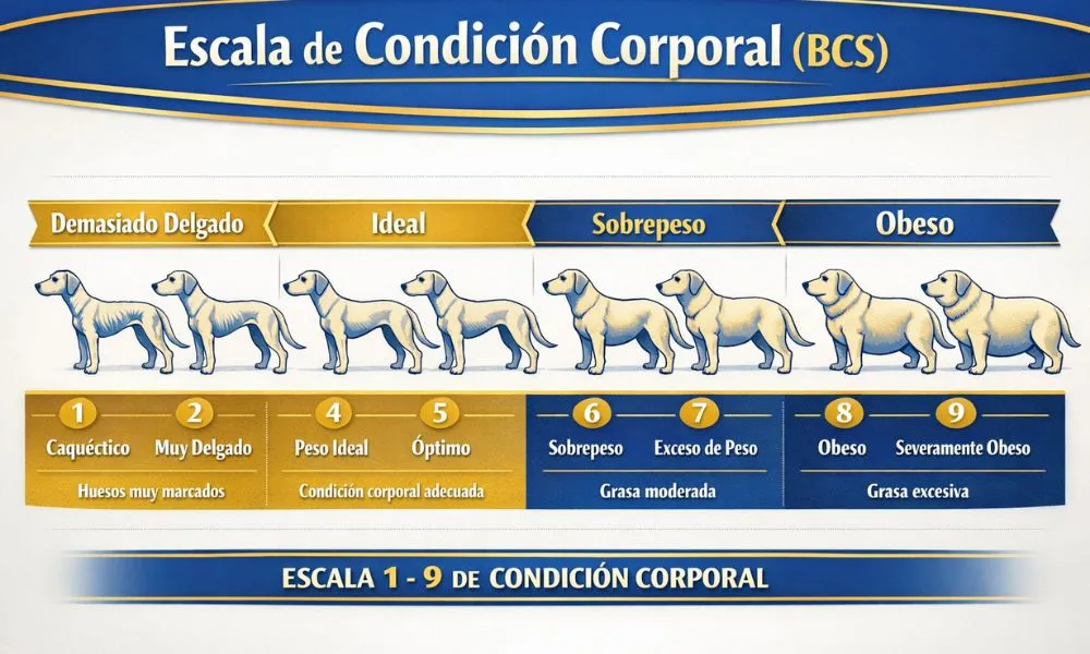 Nutrición en cachorros escala de condición corporal