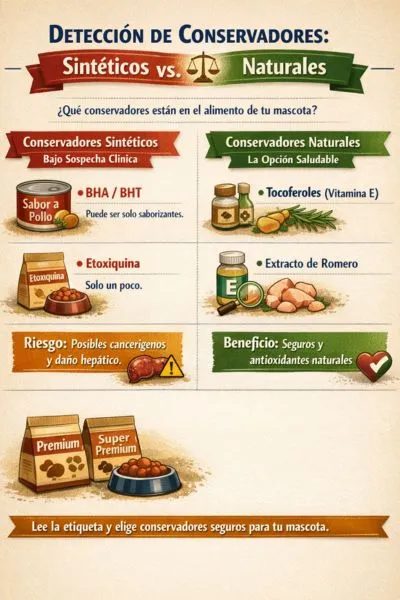 Detección de conservadores etiquetas en alimentos para mascotas