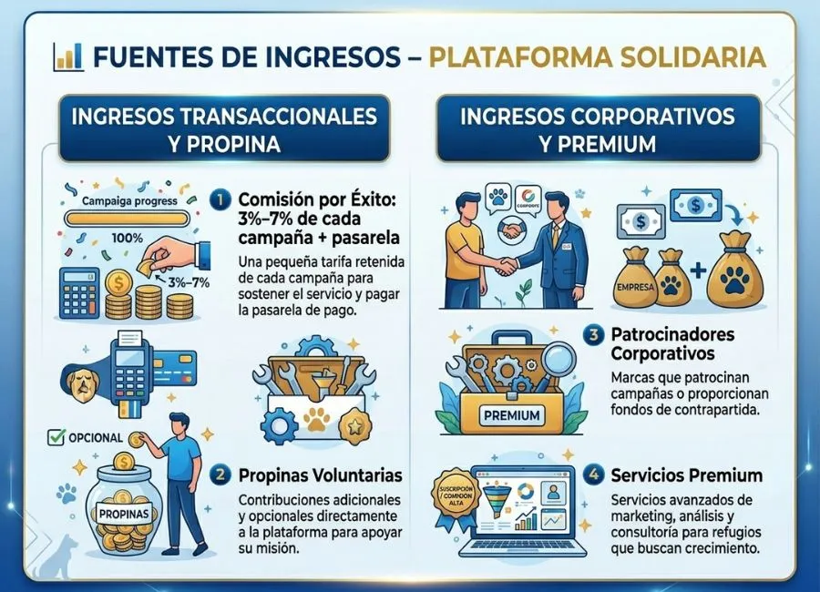 fuentes de ingresos Plataforma de Crowdfunding