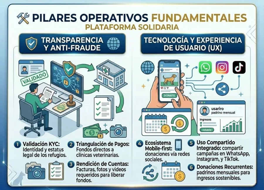 Plataforma de Crowdfunding y sus pilares operativos