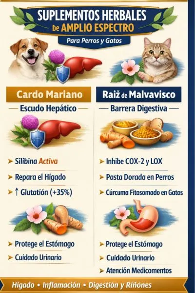 Suplementos herbales de amplio espectro para perros y gatos