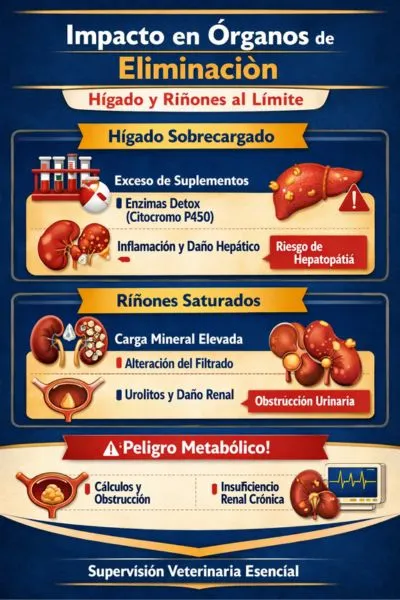 suplementos sin control veterinario y su impacto en órganos de eliminación