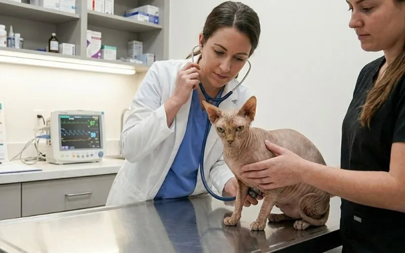 revisión veterinaria para El Gato Donskoy