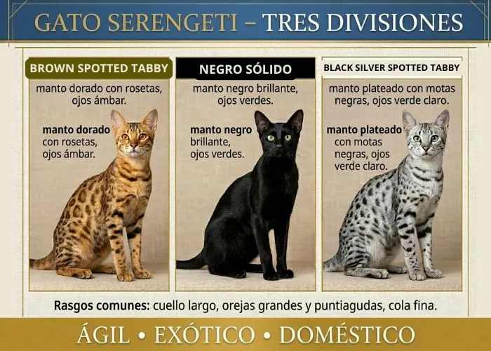 Gato Serengeti y sus 3 divisiones de colores