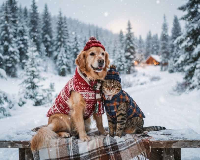 Estilos de temporada para mascotas (4) Estilos de temporada para mascotas en invierno