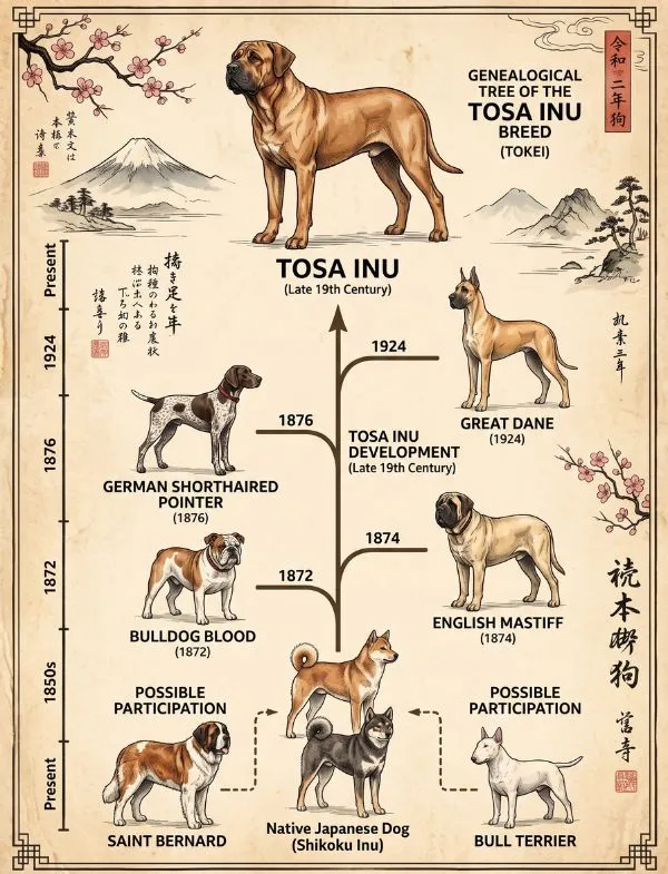 arbol genealogico del tosa inu origen del Perro Tosa Inu
