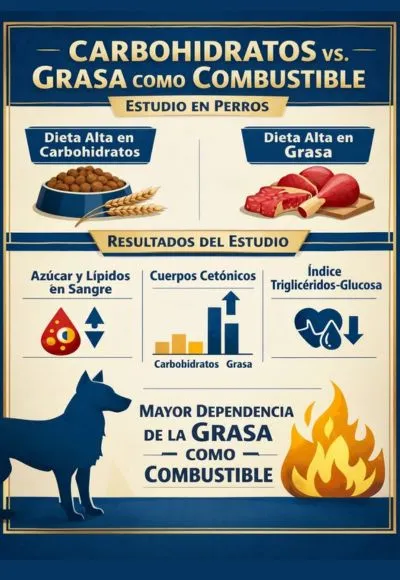 (73) Carbohidratos en perros: rol energético y controversias científicas 3 Carbohidratos en perros vs grasa como combustible