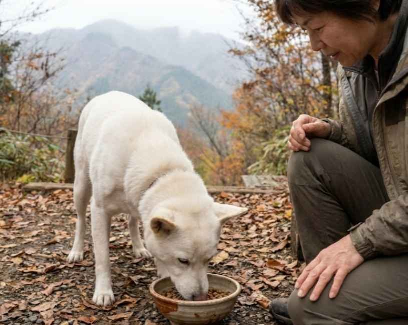 un kishu ken comiendo Kishu Ken