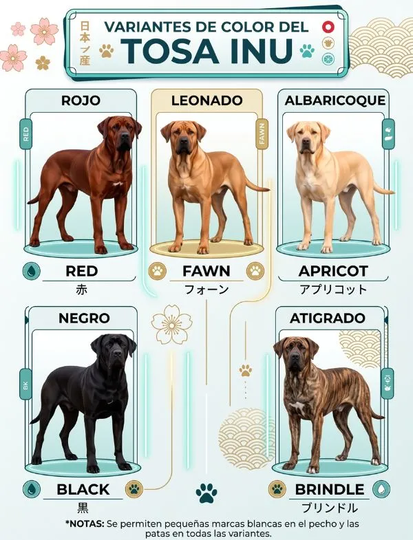 variante de colores de la raza tosa inu Colores del tosa inu según el estándar FCI